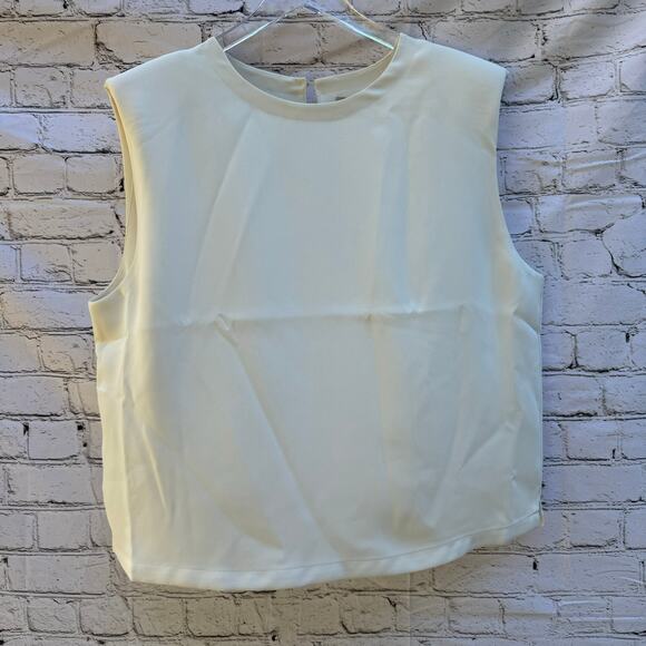 All Saints Mika Top Warm White US Size 6 Sleeveless Blouse Modern Basic Crew NWT - Picture 1 of 9